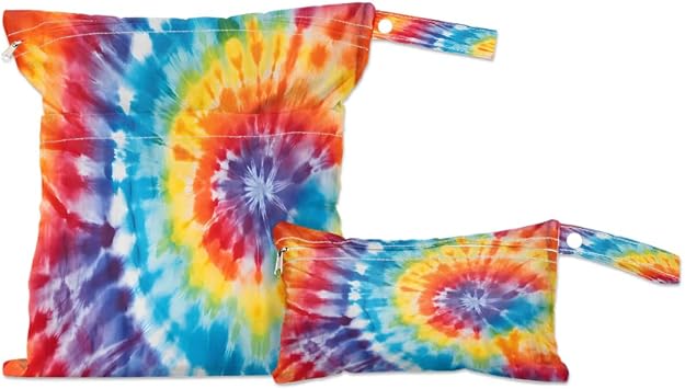 Pardick Wet Bag 2Pcs Wet Dry Bag Waterproof Travel Laundry Bags Tie Dye Swimsuit Bags Storage Cloth Diaper Bathing Suit 