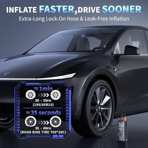 Tire Inflator Portable Air Compressor, Cordless Electric Bike Pump