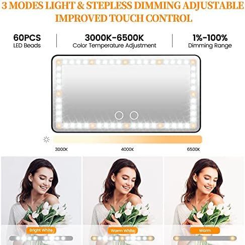 Car Sun Visor Vanity Mirror with Lights, Rechargeable Car Makeup Mirror