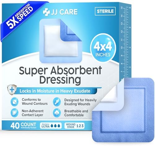 Super Absorbent Wound Dressing | 4"x4" | 40-Pack | FSA&HSA | Non Adhesive