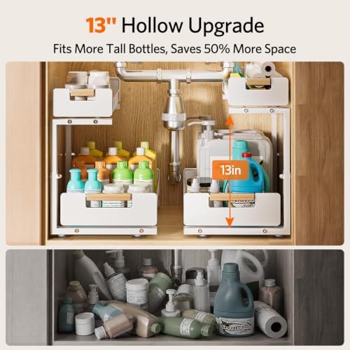 Under Sink Organizer Kitchen, 2-Tier Pull-Out Cabinet Shelf, 2-Pack