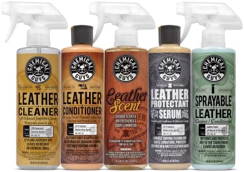 HOL_113 Leather Lovers Kit for Leather Car Interiors, Furniture, Apparel, Shoes, Sneakers, Boots (Works on Natural, Synthetic, Pleather, Faux Leather and More) (5 Items), 16 oz, Black