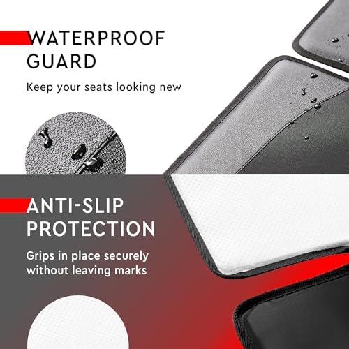XL Car Seat Protector - 2 Pack Car Seat Cover for Child Carseat with Thickest Padding, 600D Oxford, Waterproof & Durable Fabric, Non-Slip Back, 2 Mesh Storage Pockets, Black
