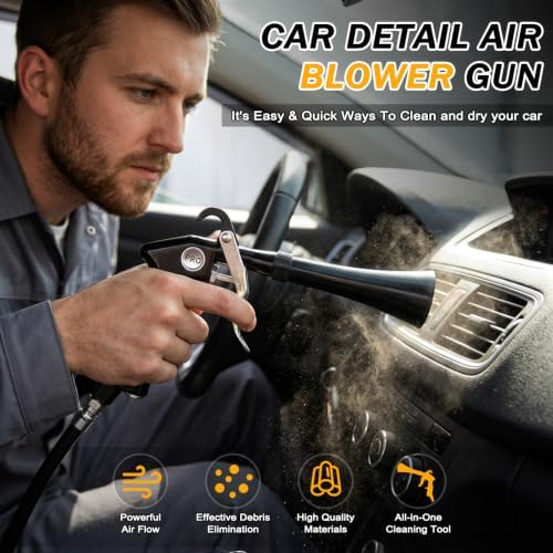 Car Detailing Air Cleaning Gun - Dry Blower Gun Works with Air Compressor
