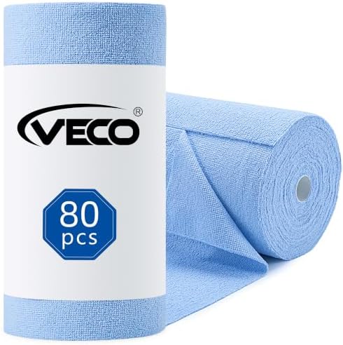 Microfiber Cleaning Cloth Roll 80 PCS, 12" x 12"