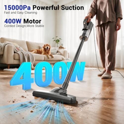 Corded Vacuum Cleaner with Blower,400W Hand-held Stick Vacuum with 10 Accessoriesfor Home Office Apartment,Floors,Pets Hair, Car Cleaning (Grey)