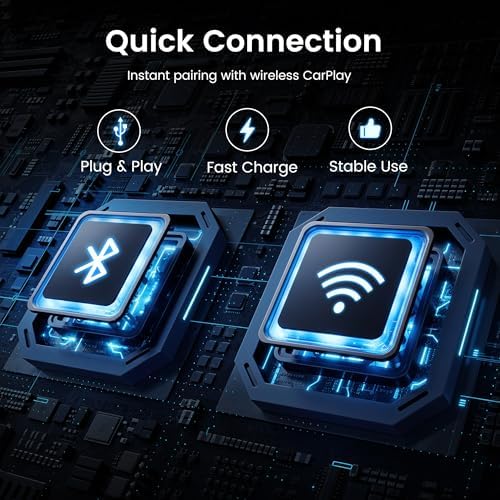 Wireless CarPlay Adapter for iPhone - Convert Wired to Wireless, Mini USB Design, Plug & Play - Compatible with Cars with Apple CarPlay - Includes USB-C Cable - Fast Connection, No Latency (Black)