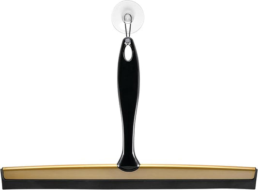 iDesign Bathroom Shower Squeegee with Wall Hook - Black/Soft Brass