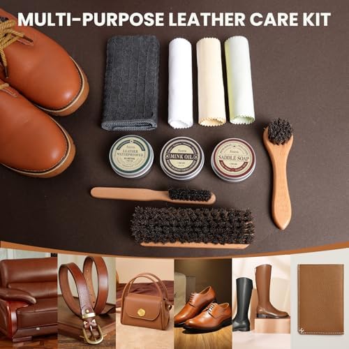 Leather Boots Care Kit- Leather Cleaner Boots Shoes Cleaning Kit, Saddle Soap,Mink Oil and Wax Waterproofer