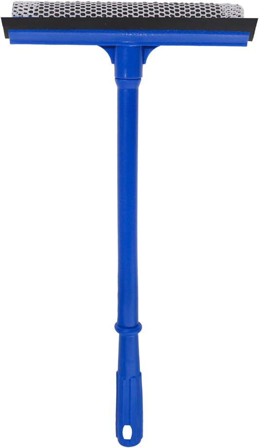 Professional 2-in-1 Window Squeegee, Equipped with a 15.9-Inch Plastic Handle, Soft Rubber Blade and Highly Absorbent Sponge, Ideal for Cleaning Glass,Shower Enclosures and High Outdoor Windows.