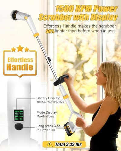 Electric Spin Scrubber Q2, 4000mAh Battery, 1500RPM High Power