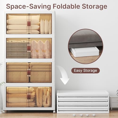 720QT Stackable Storage Bins with Lid, Foldable Storage Cabinet