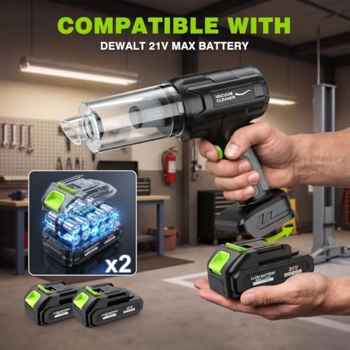 Car Vacuum Portable Cordless,35000Pa High Power Strong Suction,6-in-1 Rechargeable Handheld Vacuum with 2 Batteries & Charger for Car Interior,Home,Pet Hair & Keyboard