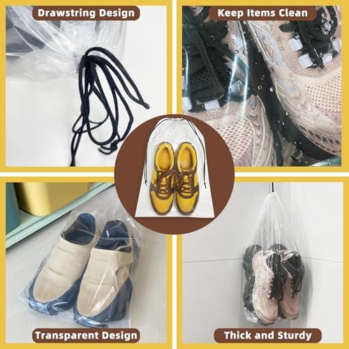 Clear Large Shoe Bags for Travel, 12 x 18 Inch, 100 Pack