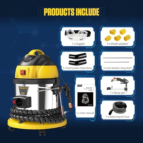 Walnut Blasting Kit for Carbon Cleaning, with 2KG Walnut Sand & 5 Pcs Adapters Automotive Engine System Intake Pipe Exhaust Valve Cleaning Machine, 1200W 110V Carbon Remover