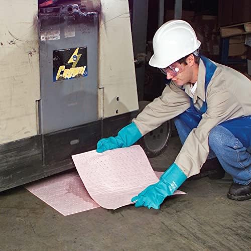 Hazmat Chemical Absorbent Mat Pads - 50 Pads per Bag - 15" W x 20" L - Absorbs up to 14 oz. per Pad - Lightweight - PM50042