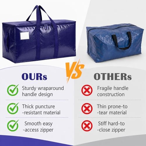 Extra Large Heavy Duty Moving Bags, 6 Pack, Dark Blue