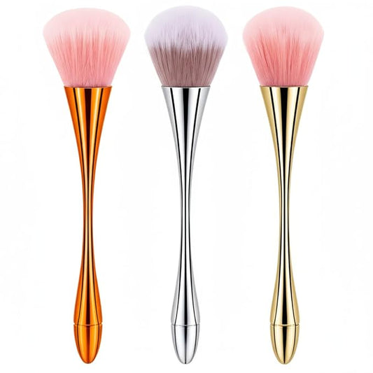 3Pcs Nail Art Dust Brushes, Acrylic Brush Cleaner, Nail Brushes for Nail Art, Suitable for Cleaning Nail Dust, Loose Face Cosmetics Brush, Beginner Friendly Manicure Nail Art Tools(3 Colors)
