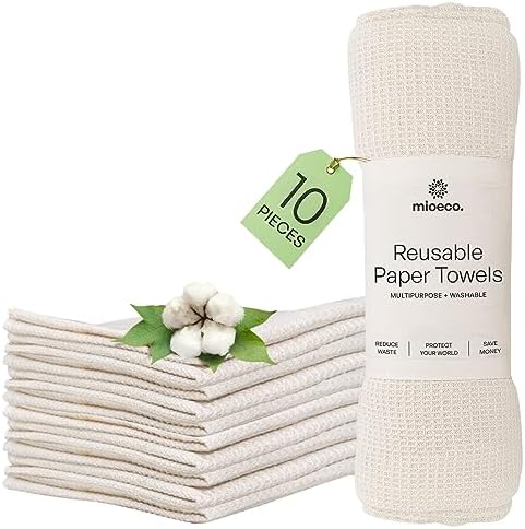 10 Pack Reusable Kitchen Paper Towels, Organic Dish Cloths