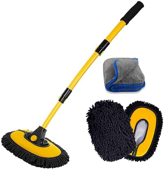 BMLEI Car Wash Brush with Long Handle, Cleaning Mop Car Wash Kit,Yellow
