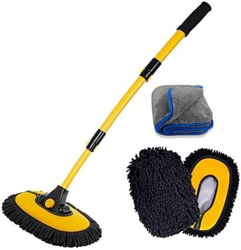 BMLEI Car Wash Brush with Long Handle, Cleaning Mop Car Wash Kit,Yellow