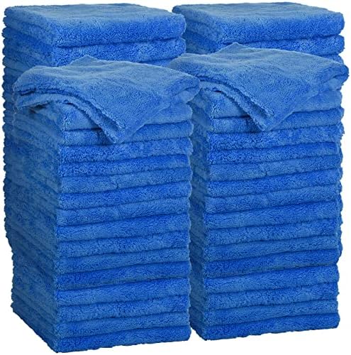 40 Pcs 16 x 16 Inch Microfiber Towels for Cars, 500 GSM Edgeless Plush Car Detailing Towels, Lint Free Scratch Free Cleaning Cloths for Drying, Washing, Polishing, Waxing, Home (Dark Blue)