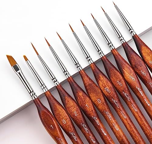 Miniature Model Paint Brushes-10pcs Micro Detail Paint Brush Set,Small Fine Detail Brushes for Acrylic, Oil, Watercolor & Paint by Number,Figurine