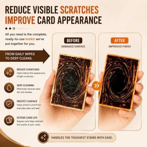 17-in-1 in Box Professional Card Cleaning & Polishing Kit – Complete Restoration, Flattening & Scratch Repair for PSA, Sports & Trading Cards with Fixing Jig & Swab and Polish Compound