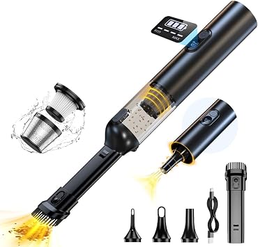 Ebooine Car Vacuum Portable, Handheld Vacuum Cleaner Cordless 14000Pa 4-in-1 Small Vacuum, Blow & Suction 2 in 1, Up to 