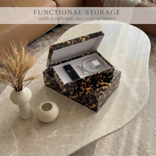 Decorative Storage Boxes - Set of 2 Tortoise Shell Organizer Boxes