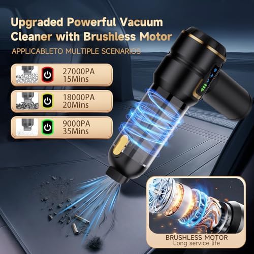 Car Vacuum Cleaner Cordless,27000PA High Power Mini Vacuum Cleaner