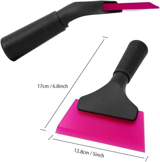 FOSHIO Small Squeegee with 5 Inch Pink Rubber Blade Mini Wiper Window Tinting Tools for Mirror Glass Window Cleaner with Non-Slip Handle