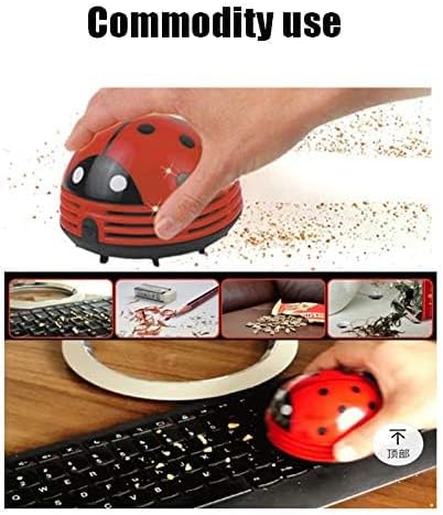Aliotech Mini Portable Handheld Cordless Tabletop Crumb Sweeper Desktop Dust Vacuum Cleaner Ladybug Dust Sweeper(Red)