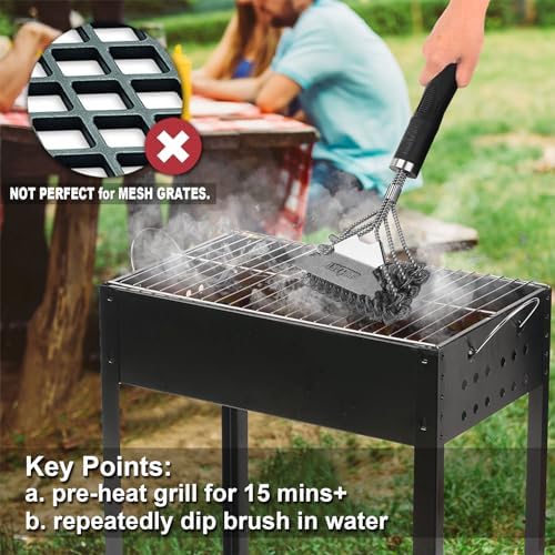 Grill Brush & Bristle Free Outdoor BBQ Scraper, Safe 18'' Stainless Cleaner
