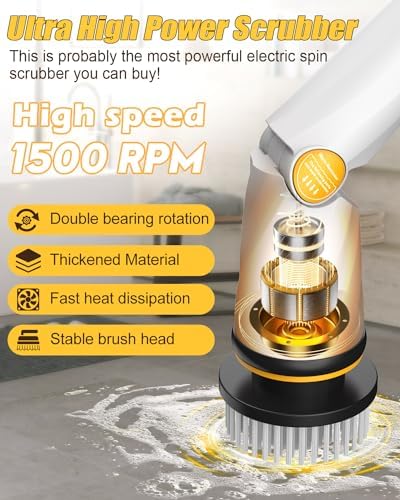 Electric Spin Scrubber Q2, 4000mAh Battery, 1500RPM High Power