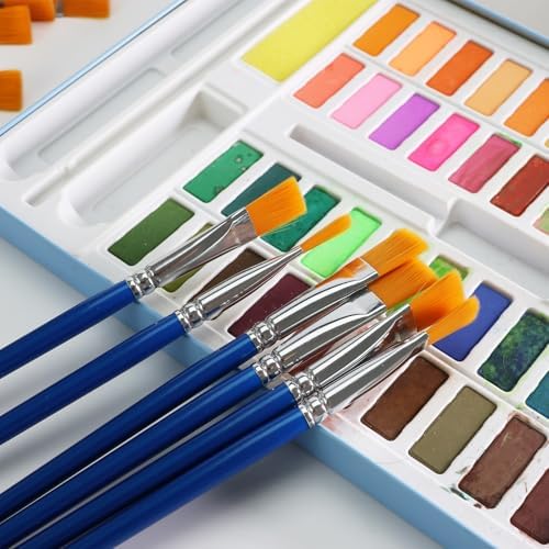 1/2 Inch Flat Paint Brush Set, 40 Bulk Acrylic Paint Brushes