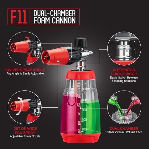 F11 Dual Chamber Foam Cannon for Pressure Washer, 36 oz Snow Foam