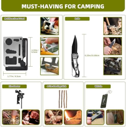 260Pcs Emergency Survival Kit, Full First Aid Supplies with Thermal Emergency Tent, Waterproof MOLLE Backpack, Emergency Gear for Car Earthquake Hiking Camping, Ideal Gift for Men, Dad