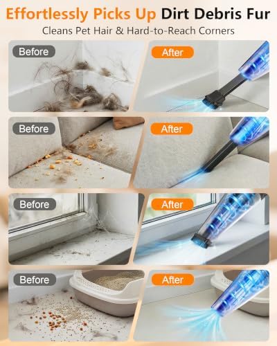 26000Pa Powerful Handheld Vacuum Cordless: 15-Min Quick Cleaning 120㎡ Rooms