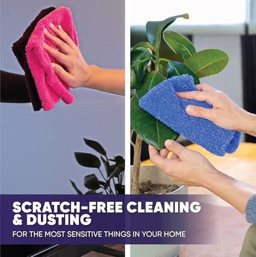 Pronto Cloths, Dual-Sided Microfiber Cleaning Towels, Soft Plush & Scrub Cloths for Dusting, Scrubbing, Kitchen, Windows & Car Detailing, Absorbent Bulk 25-Pack Multicolor