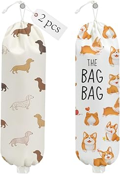 2PCS Dog Plastic Bag Holder, Grocery Bag Holder, Dog Lovers Gifts for Women