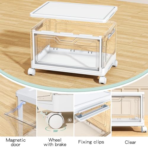 Clear Storage Bins with Lids - 4 Tier 23qt Plastic Stackable Bins