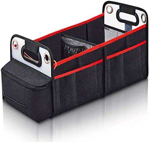 Car Trunk Organizer, Collapsible SUV Storage with Insulated Drinks Holder