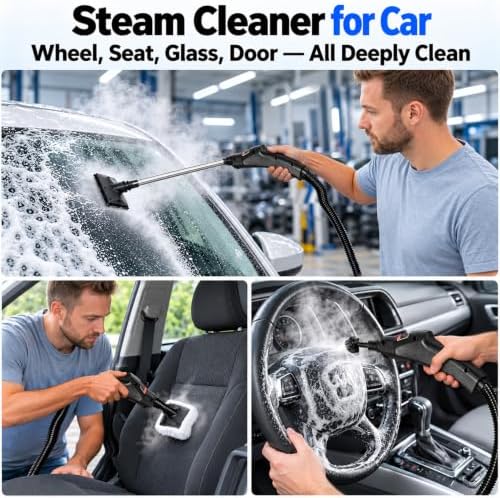 2500W Handheld Steam Cleaner with 6-Level Adjustable Steam, Hand Held Steamer for Cleaning with 16Pcs Accessories and Large Water Tank, Steam Cleaner for Car Detailing,Home,Tile,Grout,Furniture