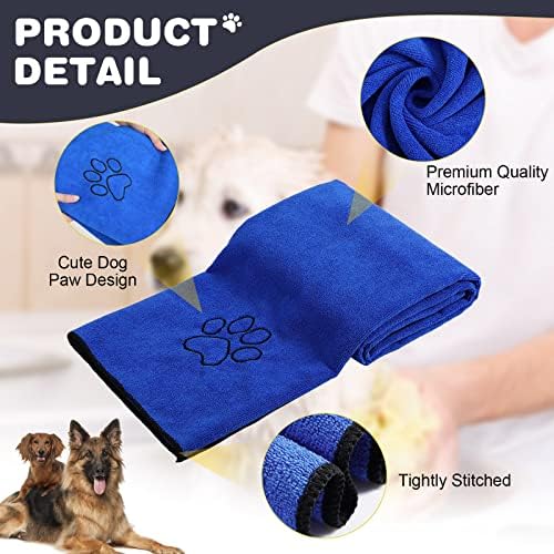 4 Pcs Dog Towels for Drying, 30 x 50 Inch, Blue