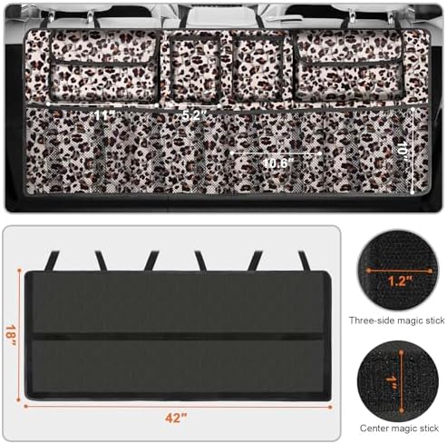 Car Trunk Organizer, Super Capacity Backseat Car Organizer for SUV/Truck/MPV, Hanging Car Storage Organizer with 8 Pocekts, Car Accessories for Women and Men- Leopard print