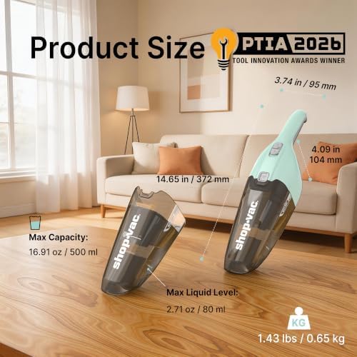 Wet/Dry Handheld Vacuum Cordless, Wall-Mounted Hand Vac, Green