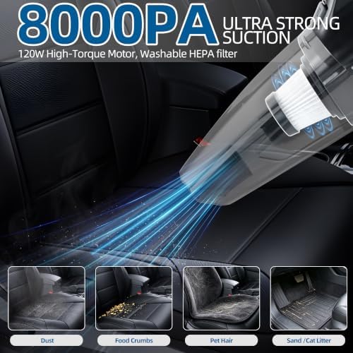 45Pcs Car Cleaning Kit, Car Interior Detailing Kit, 8000Pa Corded Handheld Car Vacuum, Car Detailing Brushes, Car Duster, Windshield Cleaner Tool, Car Cleaning Supplies, Car Accessories, Gifts for Men