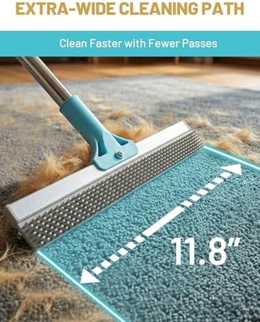 Carpet Rake for Pet Hair Removal, Dual-Sided Rug Rake Scraper Broom