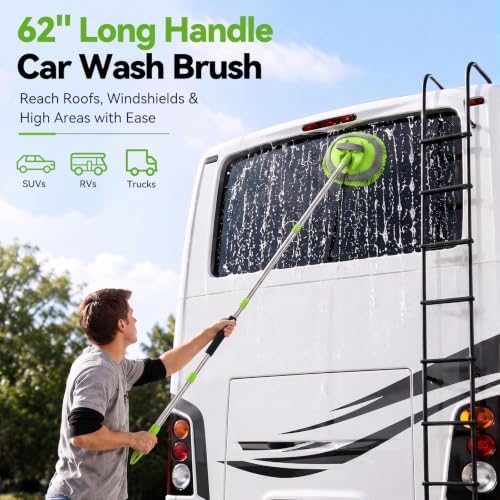 62" Car Wash Brush with Long Handle, 6Pcs Car Wash Kit Exterior